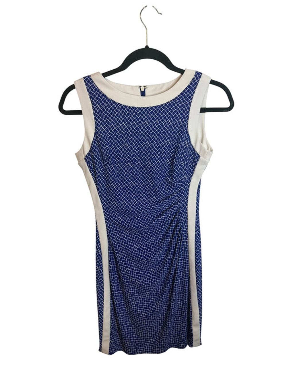Chaps Blue and White Ruched Shift Dress